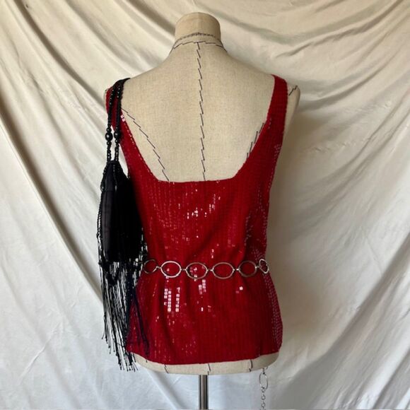 I.N.C Red Sequin Beaded Blouse - Picture 5 of 6